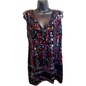 Bcbg Sequined shift dress. Deep V cut in the front.